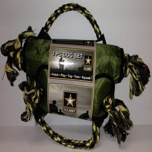 ARMY FRISBEE, BONE & RETRIEVAL STICK SQUEAK SET